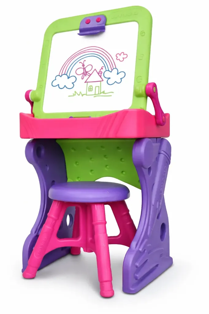 [PF4020-2] ESCRITORIO NIÑA, INCLUYE BANQUITO, PIZARRA PLEGABLE, BOY TOYS.