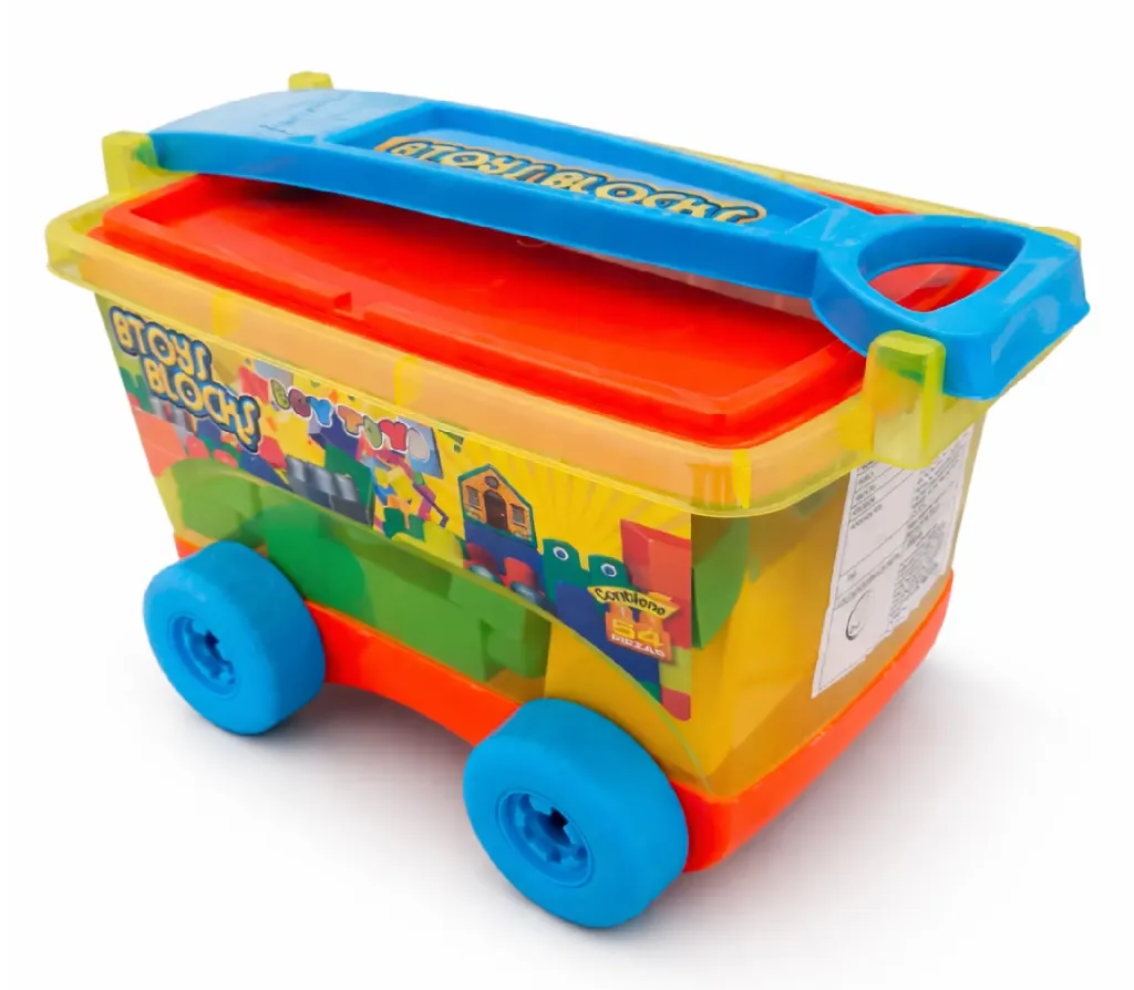[PF890-1] VAGON BTOYS BLOCKS NIÑO 54 PIEZAS, CON RUEDAS F/12 U.